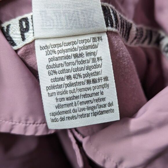 Retro Y2K PINK Size Medium Mauve‎ Pink Rain Coat w Snap Closure - Picture 8 of 8